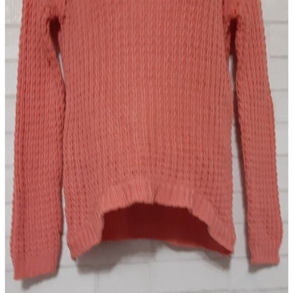 Pacific Heights Sweater Women's Size M Orange Crochet Open Knit Long Sleeve - Picture 3 of 5